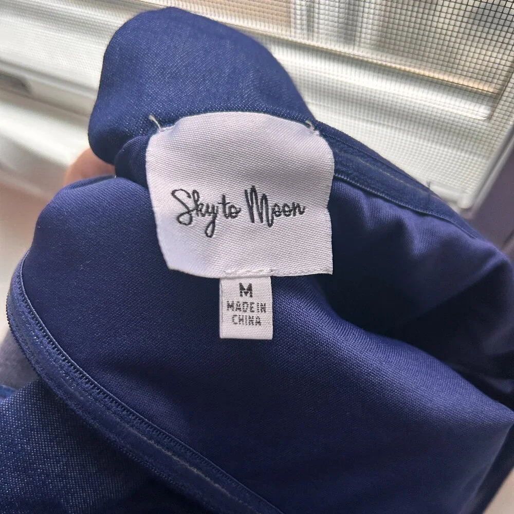 Tell Me More Space Blue Strapless Mini Dress Size M - Picture 7 of 8